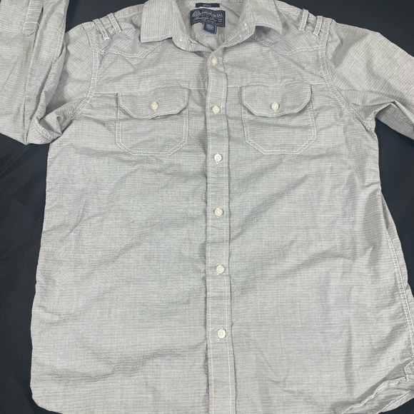 Américan Rag Cie Women Gray Striped Long Sleeve Button Up Shirt Size S - Picture 9 of 11